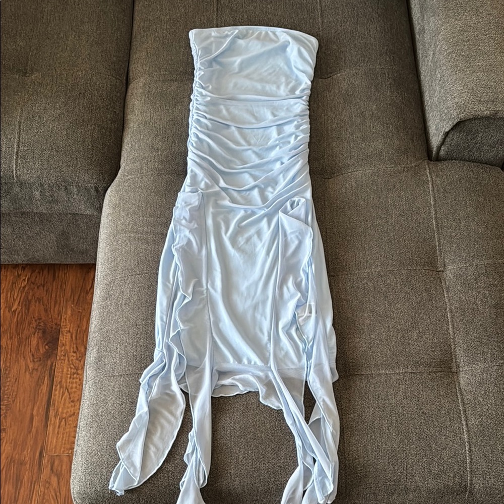 SHEIN Light Blue Strapless Dress